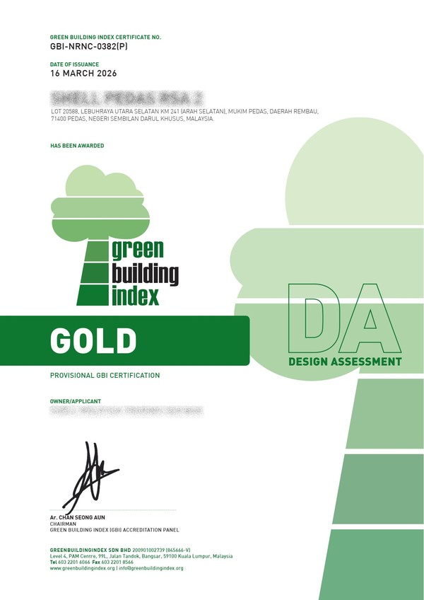GBI Gold Certificate — Pedas RSA